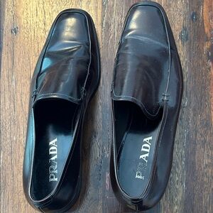 Prada Men's Dark Brown Leather Slip-Ons